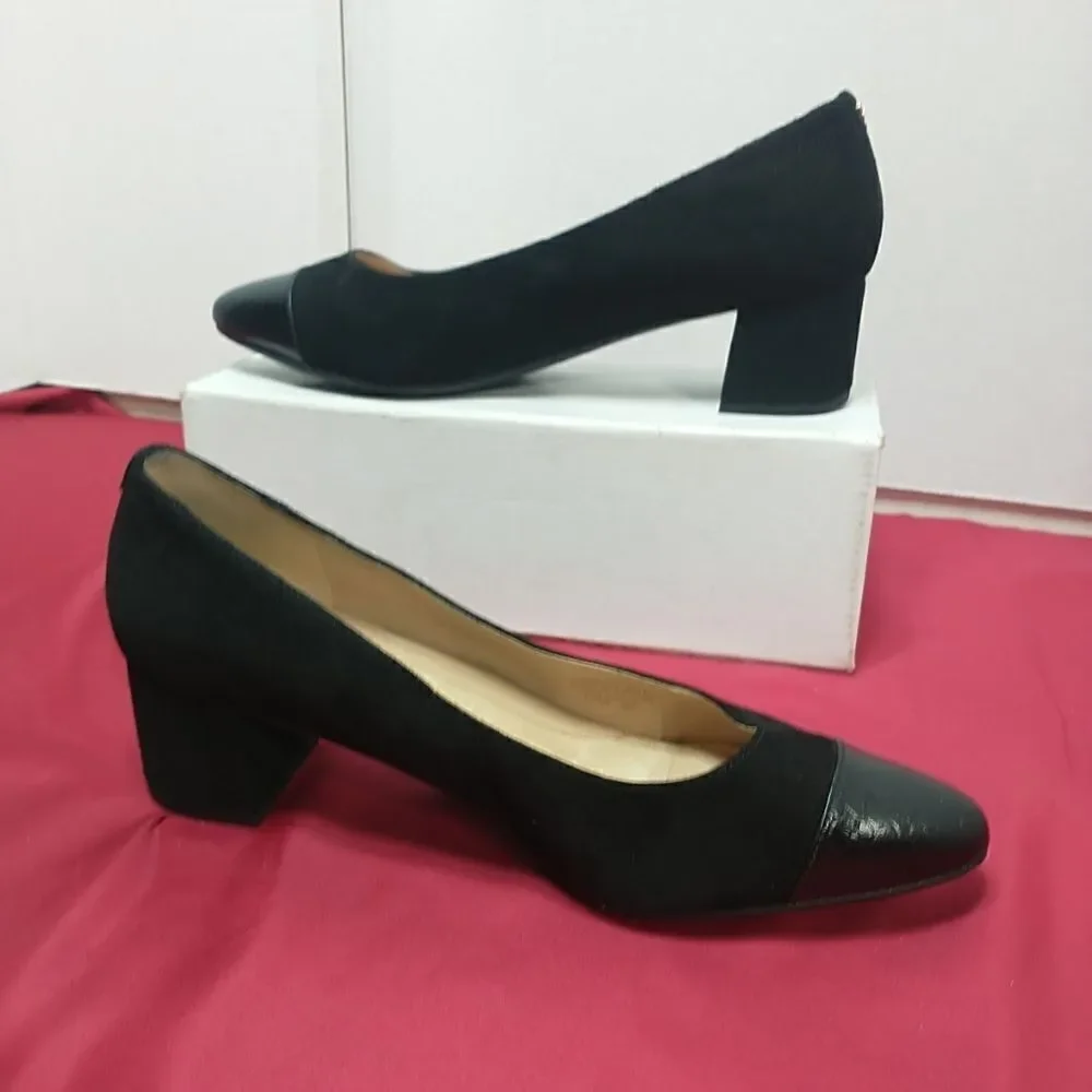 Cole Haan The Go-To Pump Women’s Size 9.5B Black Croc Leather / Suede Heels.